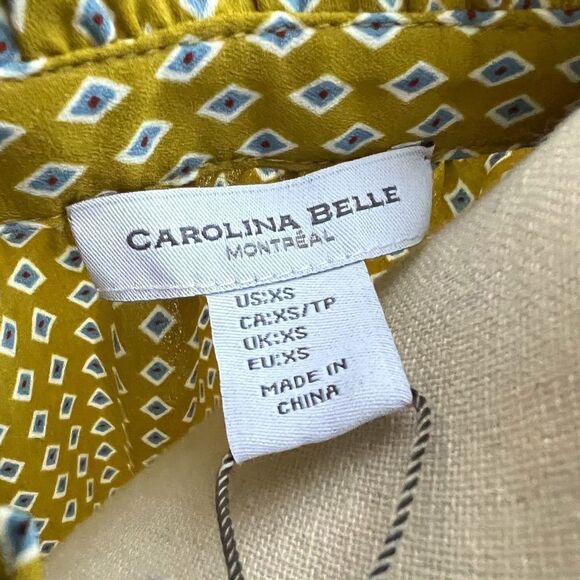 NWT Carolina Belle Sleeveless High Neck Hidden Button Down Chartreuse Top (XS) $ - Picture 10 of 12